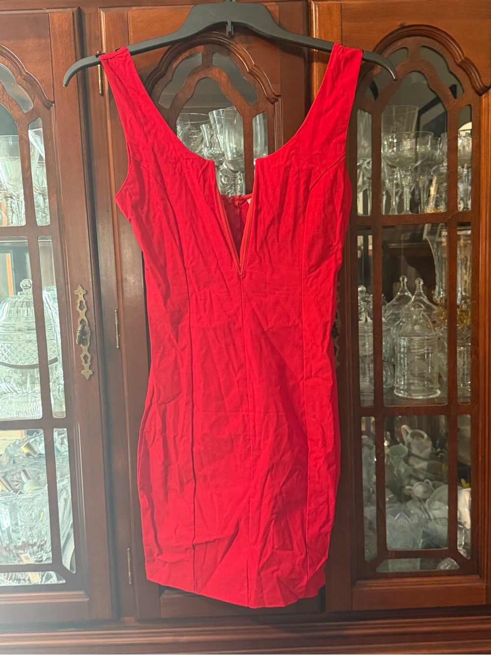 Charlotte Russe Red Sleeveless V-Neck Bodycon Dress Size Medium